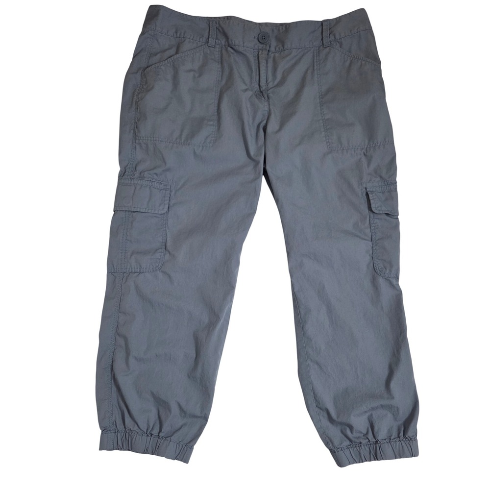 Loft Outlet Womens Gray Blue Cotton‎ Cargo Jogger Pants Size 14 Cropped Utility